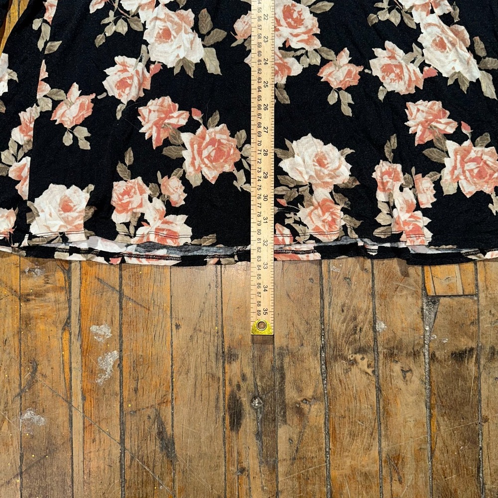 Forever 21‎ Dress Womens Size 22 Black Floral Long Sleeve Round Neck Pullover - Picture 3 of 7